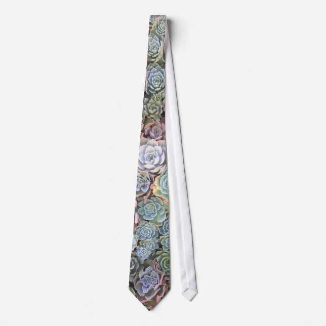 Colorful Pastel Succulent Neck Tie (Front)