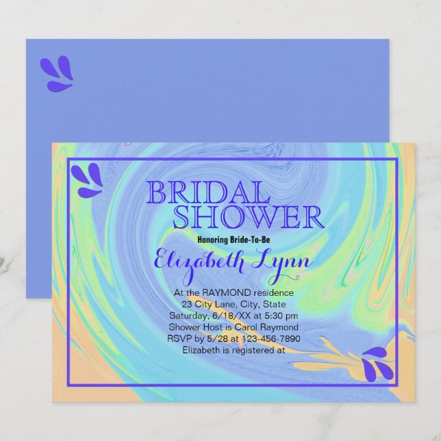 Colorful Pastel Swirl Bridal Shower Template (Front/Back)