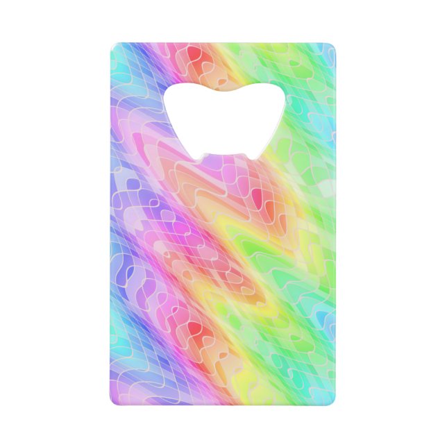 Colorful Pastel Swirls Abstract Girly Credit Card Bottle Opener (Front)