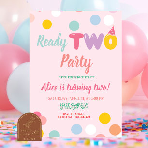 Colorful Pastel Time TWO party birthday Invitation