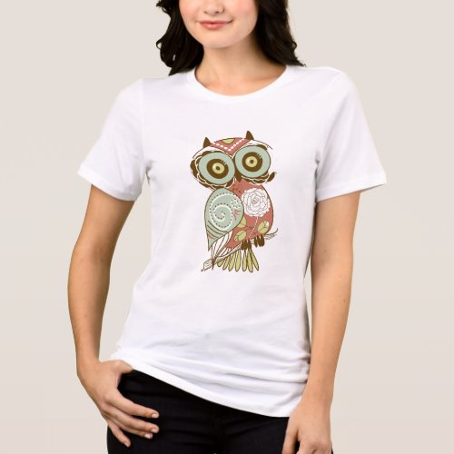 Colorful Pastel Tones Retro Floral Owl Tri_Blend Shirt