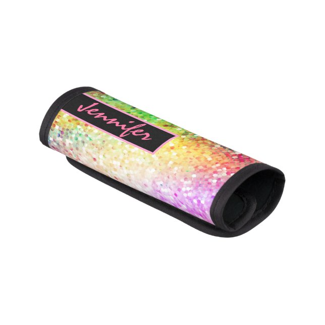 Colorful Pastel Tones Retro Glitter Luggage Handle Wrap (Angled)