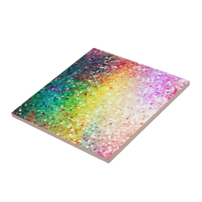 Colorful Pastel Tones Retro Glitter Tile (Side)