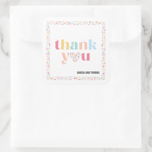 Colorful Pastel Twins Baby Shower Thank You Favor Square Sticker