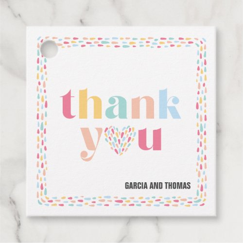 Colorful Pastel Twins Baby Shower Thank You Favor Tags