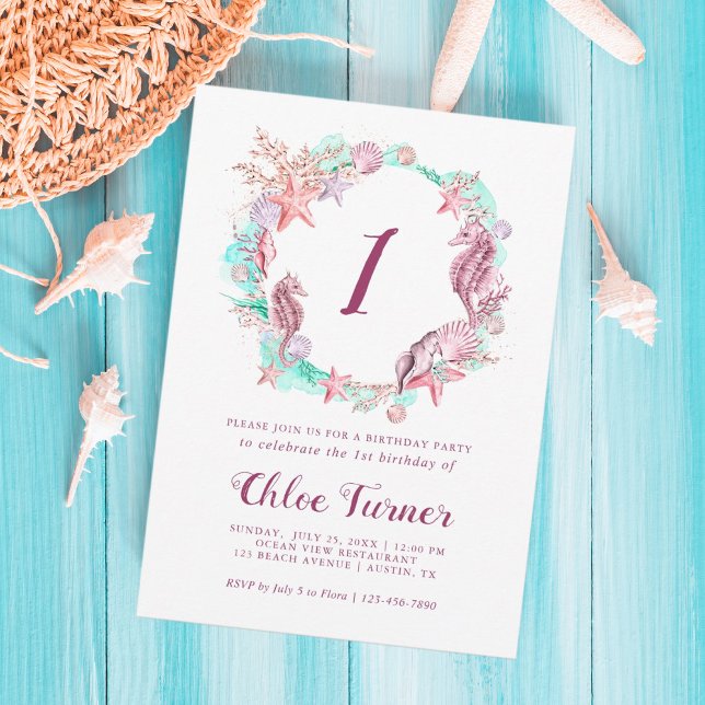 Colorful Pastel Under the Sea First Birthday Invitation (Creator Uploaded)