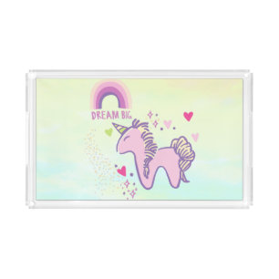 Colorful Pastel Unicorn Rainbow  Acrylic Tray
