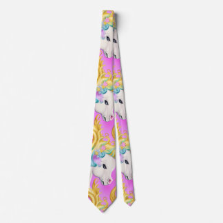 Colorful Pastel Unicorn with Rococo Baroque Accent Neck Tie