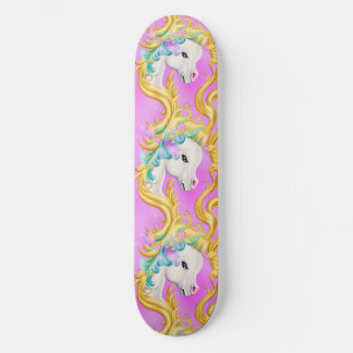 Colorful Pastel Unicorn with Rococo Baroque Accent Skateboard