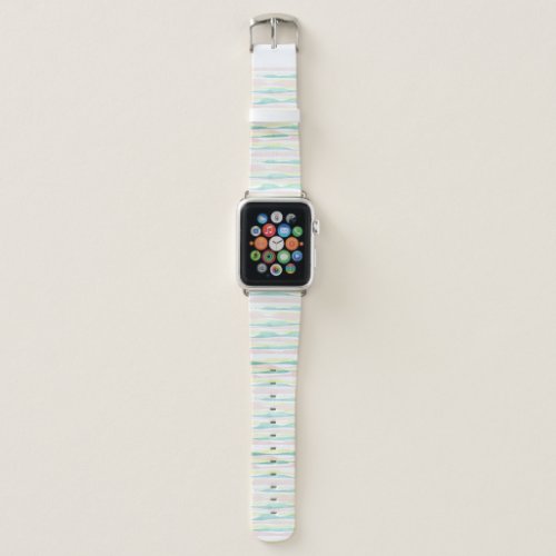 Colorful Pastel Watercolor Abstract Stripe Pattern Apple Watch Band