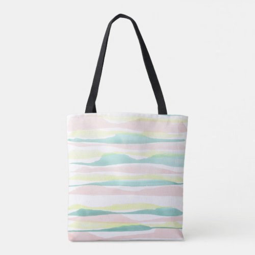 Colorful Pastel Watercolor Abstract Stripe Pattern Tote Bag