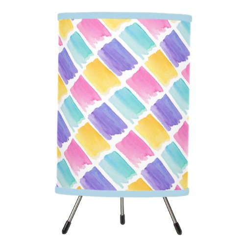 Colorful Pastel Watercolor Brush Strokes Pattern Tripod Lamp