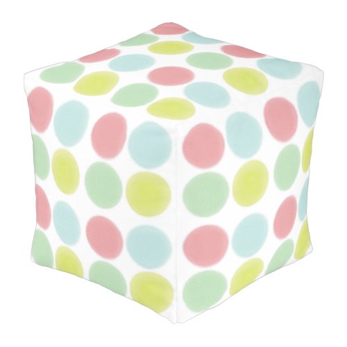 Colorful Pastel Watercolor Dots Pouf