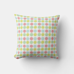 Colorful Pastel Watercolor Dots Throw Pillow
