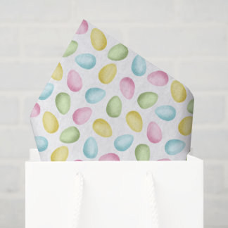 Colorful Pastel Watercolor Easter Eggs Pattern Tissue Paper