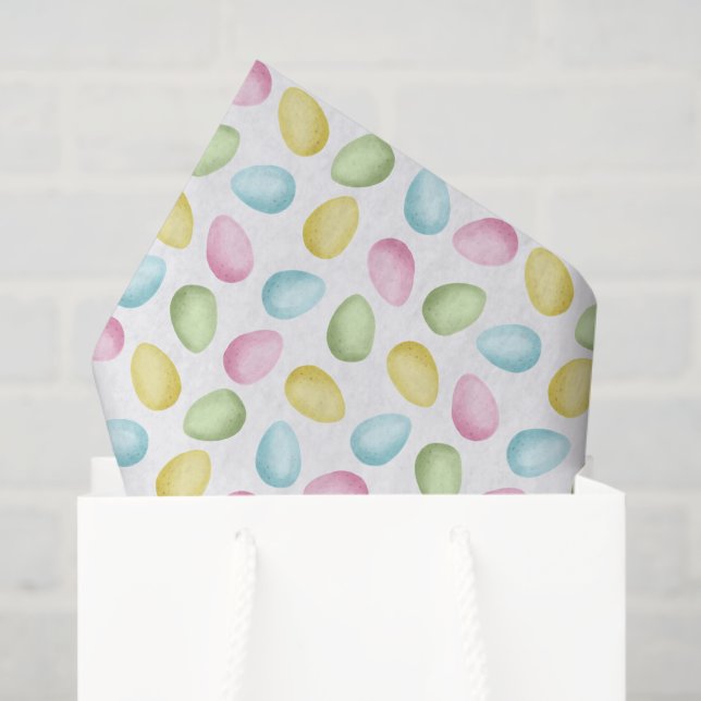 Colorful Pastel Watercolor Easter Eggs Pattern Tissue Paper (Gift Bag)