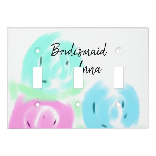 Colorful pastel watercolor floral bridemaid add na light switch cover