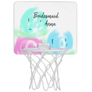 Colorful pastel watercolor floral bridemaid add na mini basketball hoop