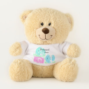 Colorful pastel watercolor floral bridemaid add na teddy bear