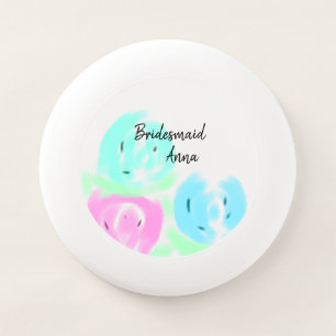 Colorful pastel watercolor floral bridemaid add na Wham-O frisbee