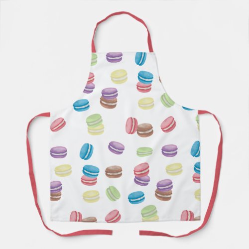 Colorful Pastel Watercolor French Macarons  Apron
