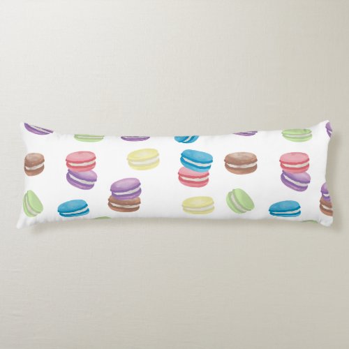 Colorful Pastel Watercolor French Macarons  Body Pillow