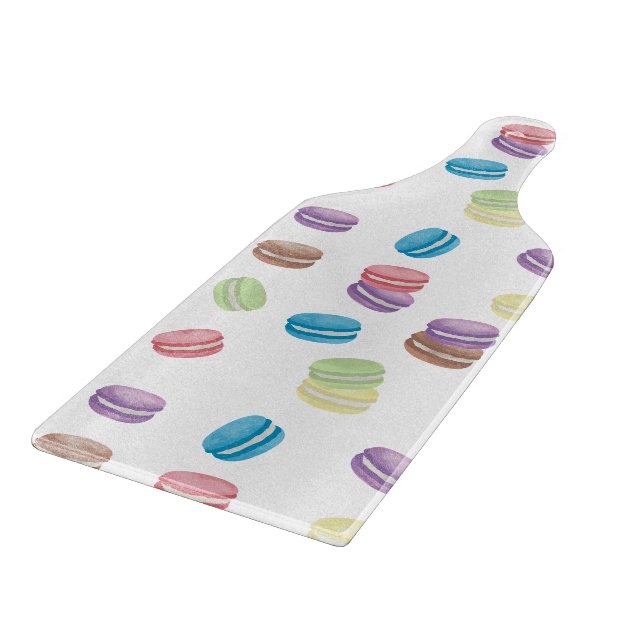 Colorful Pastel Watercolor French Macarons  Cutting Board (Corner)