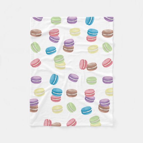 Colorful Pastel Watercolor French Macarons  Fleece Blanket