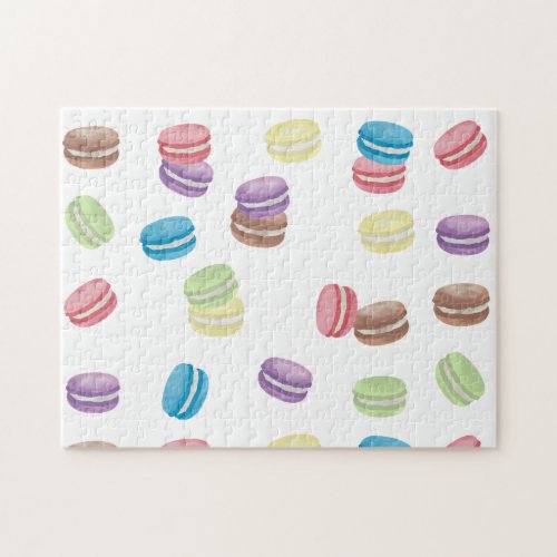 Colorful Pastel Watercolor French Macarons  Jigsaw Puzzle