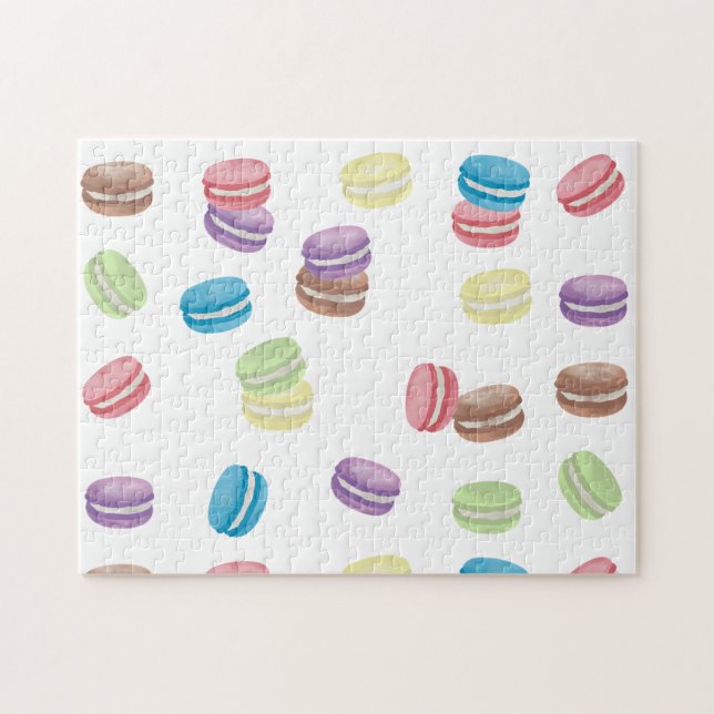 Colorful Pastel Watercolor French Macarons  Jigsaw Puzzle (Horizontal)