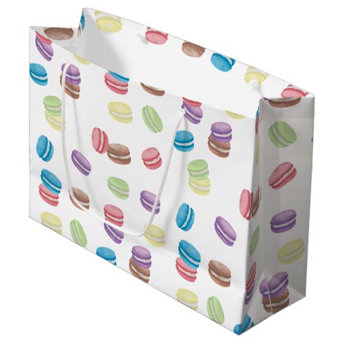 Colorful Pastel Watercolor French Macarons  Large Gift Bag