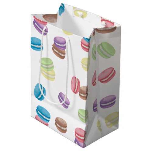 Colorful Pastel Watercolor French Macarons  Medium Gift Bag