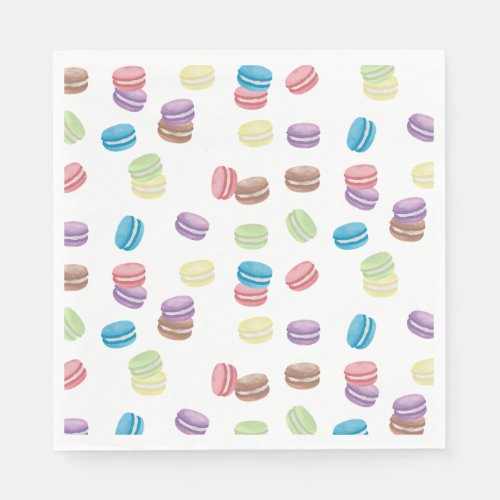 Colorful Pastel Watercolor French Macarons  Napkins