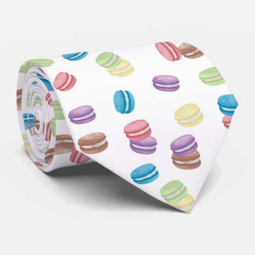Colorful Pastel Watercolor French Macarons  Neck Tie