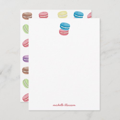 Colorful Pastel Watercolor French Macarons  Note Card