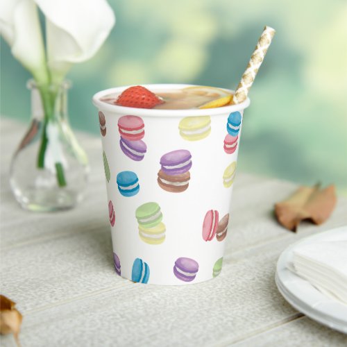 Colorful Pastel Watercolor French Macarons  Paper Cups