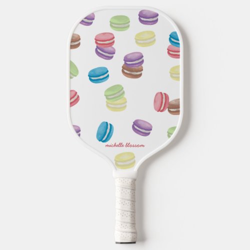 Colorful Pastel Watercolor French Macarons  Pickleball Paddle