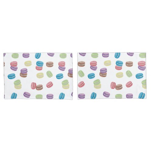 Colorful Pastel Watercolor French Macarons  Pillow Case