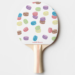 Colorful Pastel Watercolor French Macarons Ping Pong Paddle