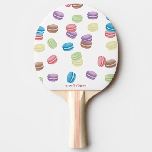 Colorful Pastel Watercolor French Macarons  Ping Pong Paddle