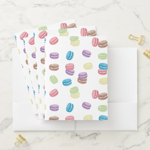 Colorful Pastel Watercolor French Macarons  Pocket Folder