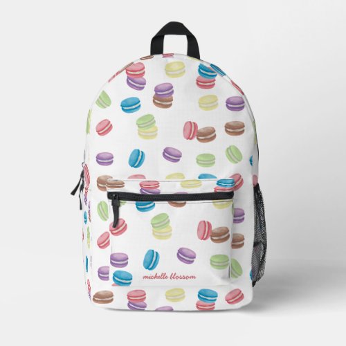 Colorful Pastel Watercolor French Macarons  Printed Backpack