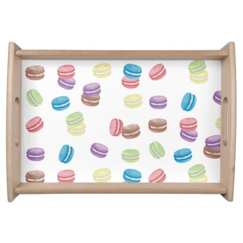 Colorful Pastel Watercolor French Macarons  Serving Tray