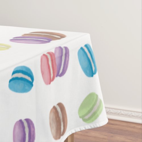 Colorful Pastel Watercolor French Macarons  Tablecloth