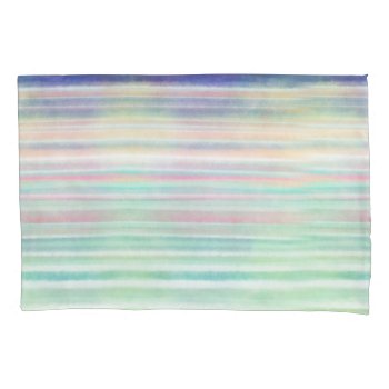Colorful Pastel Watercolor Stripes Pillow Case by InovArtS at Zazzle