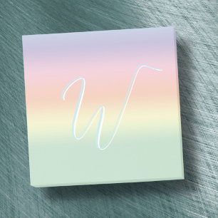 Colorful pastel watercolor typography monogram post-it notes