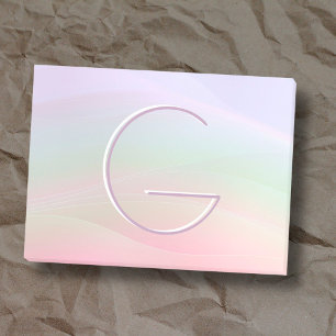 Colorful pastel watercolor typography monogram post-it notes