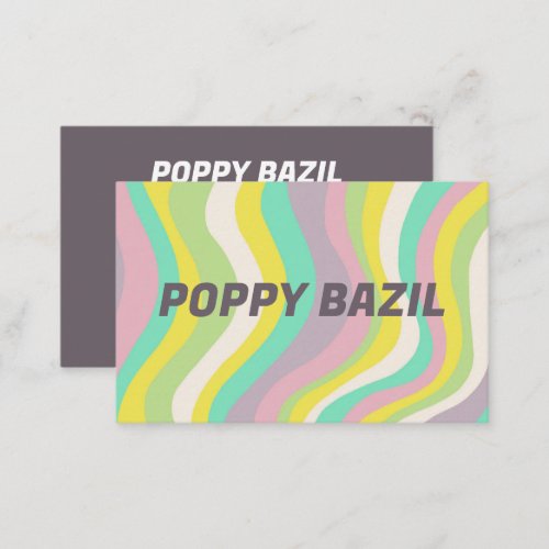 Colorful Pastel Wavy Stripes Minimalist Purple Business Card