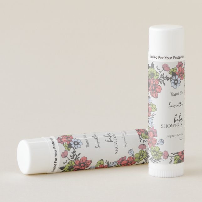 Colorful Pastel Wildflower Baby Shower Lip Balm (Front)