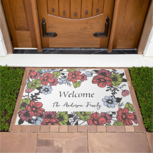 Colorful Pastel Wildflower  Doormat